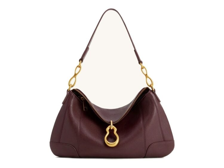 JW PEI Jayla Metal Pendant Embellished Shoulder Bag Deep Burgundy