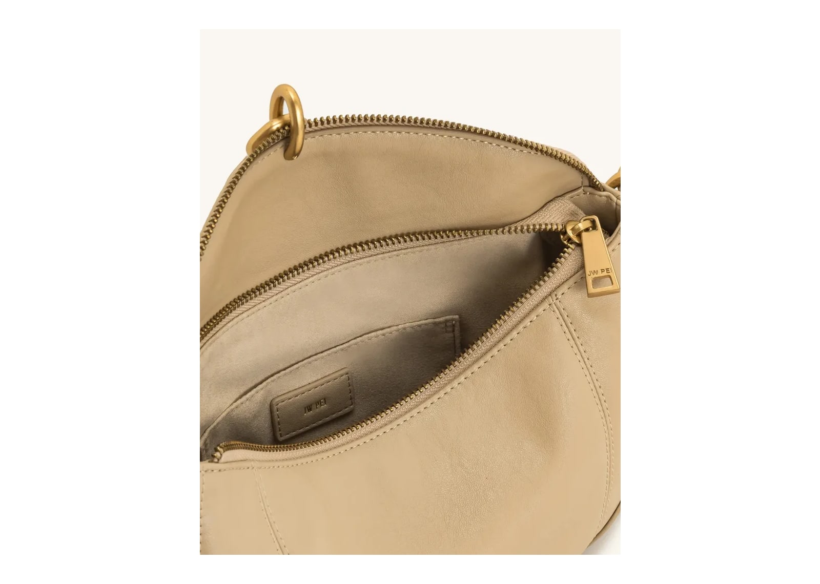 JW PEI Jayla Metal Pendant Embellished Shoulder Bag Khaki - görsel 4