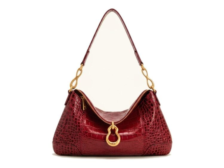 JW PEI Jayla Metal Pendant Embellished Shoulder Bag Red Croc