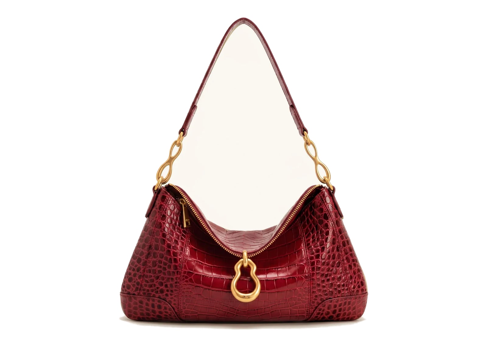 JW PEI Jayla Metal Pendant Embellished Shoulder Bag Red Croc