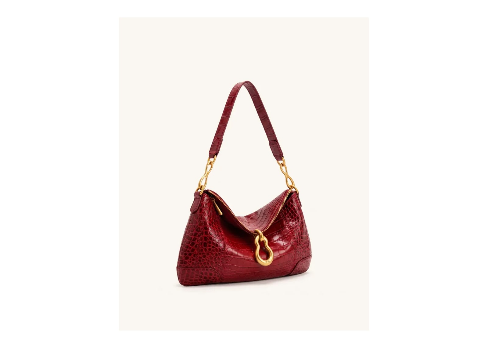 JW PEI Jayla Metal Pendant Embellished Shoulder Bag Red Croc - görsel 2