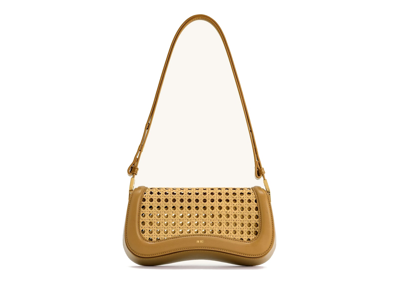 JW PEI Joy Faux Bamboo Woven Shoulder Bag Brown