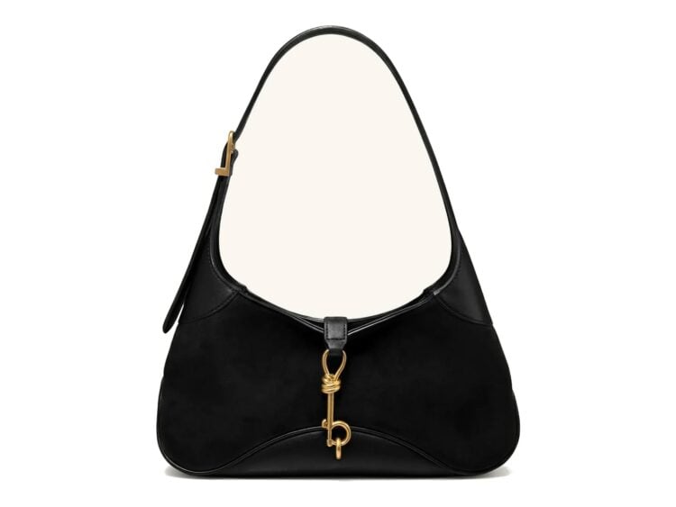 JW PEI Juliette Faux Suede Key Charm East-West Shoulder Bag Black