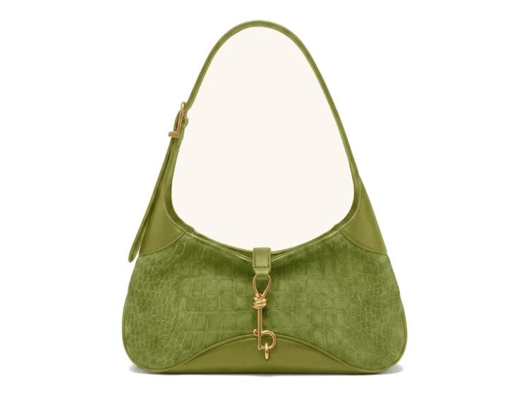JW PEI Juliette Faux Suede Key Charm East-West Shoulder Bag Green Croc