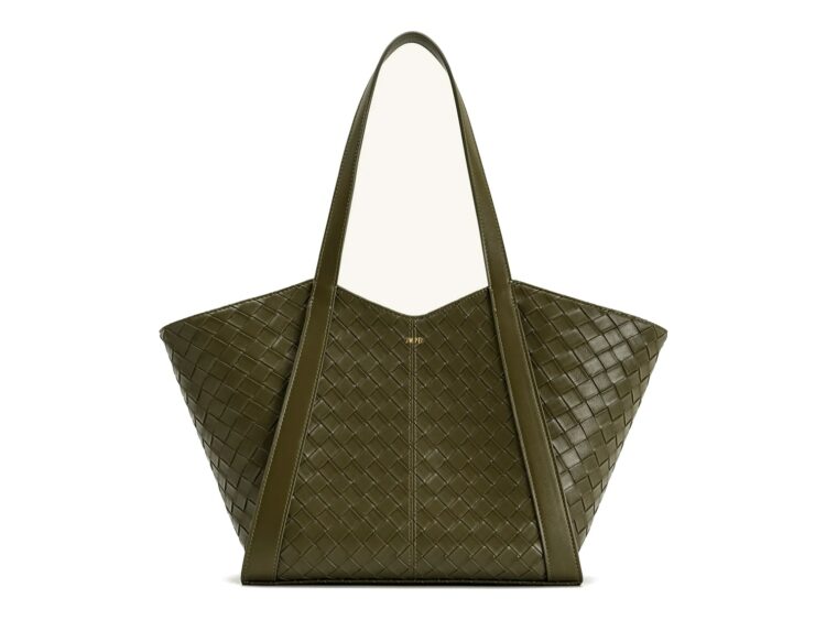 JW PEI Kiana Large Capacity Weave Texture Tote Bag Dark Olive