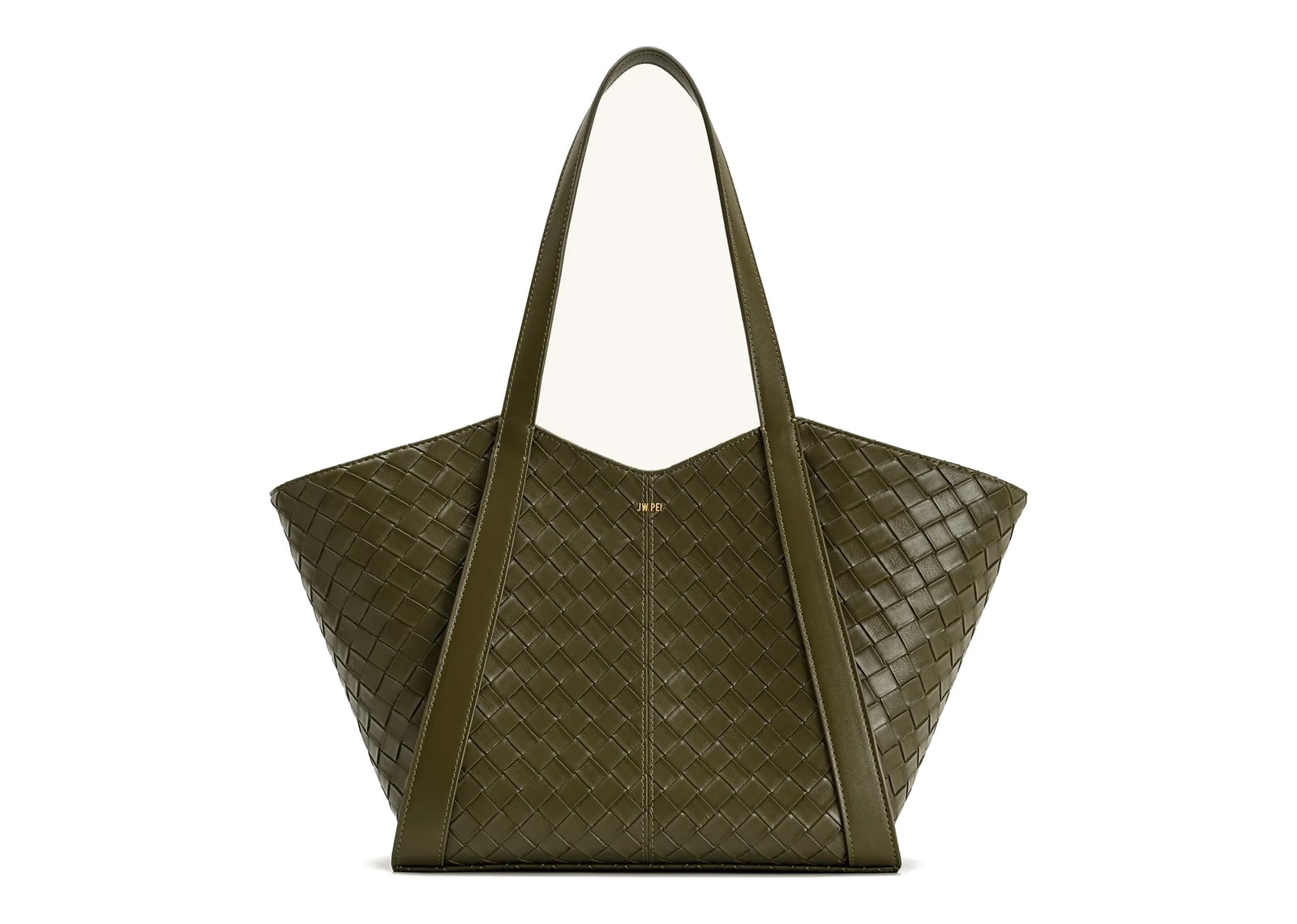 JW PEI Kiana Large Capacity Weave Texture Tote Bag Dark Olive