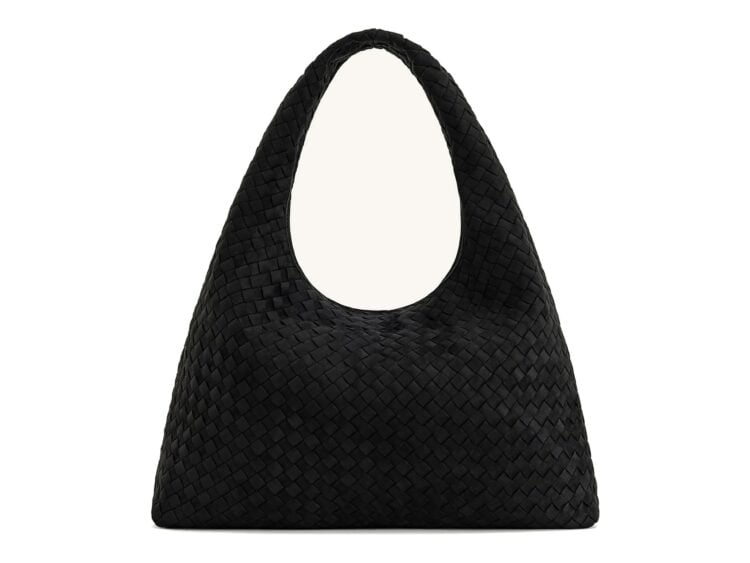 JW PEI Laura Faux Suede Woven Shoulder Bag Black
