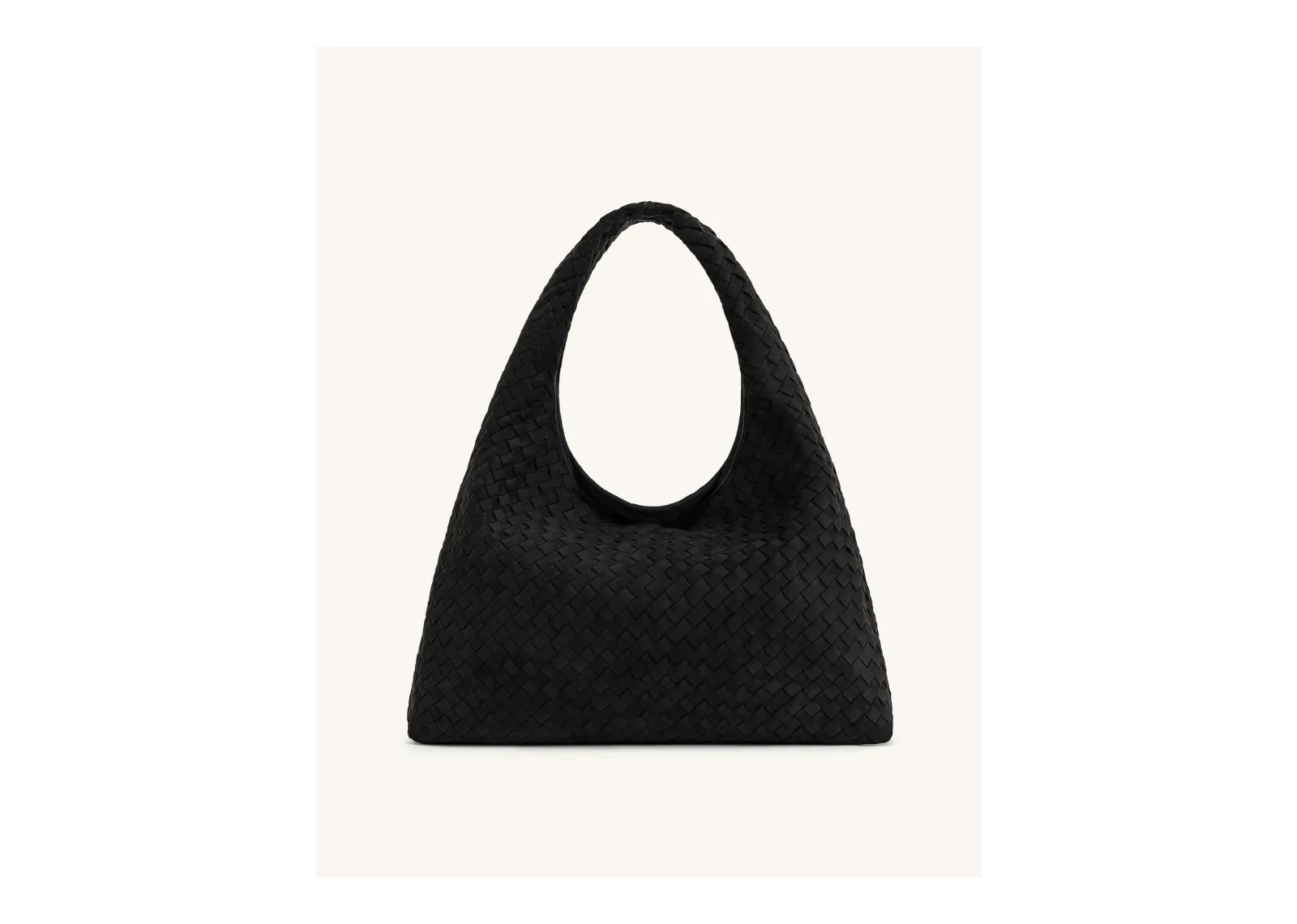 JW PEI Laura Faux Suede Woven Shoulder Bag Black - görsel 3