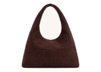 JW PEI Laura Faux Suede Woven Shoulder Bag Dark Brown