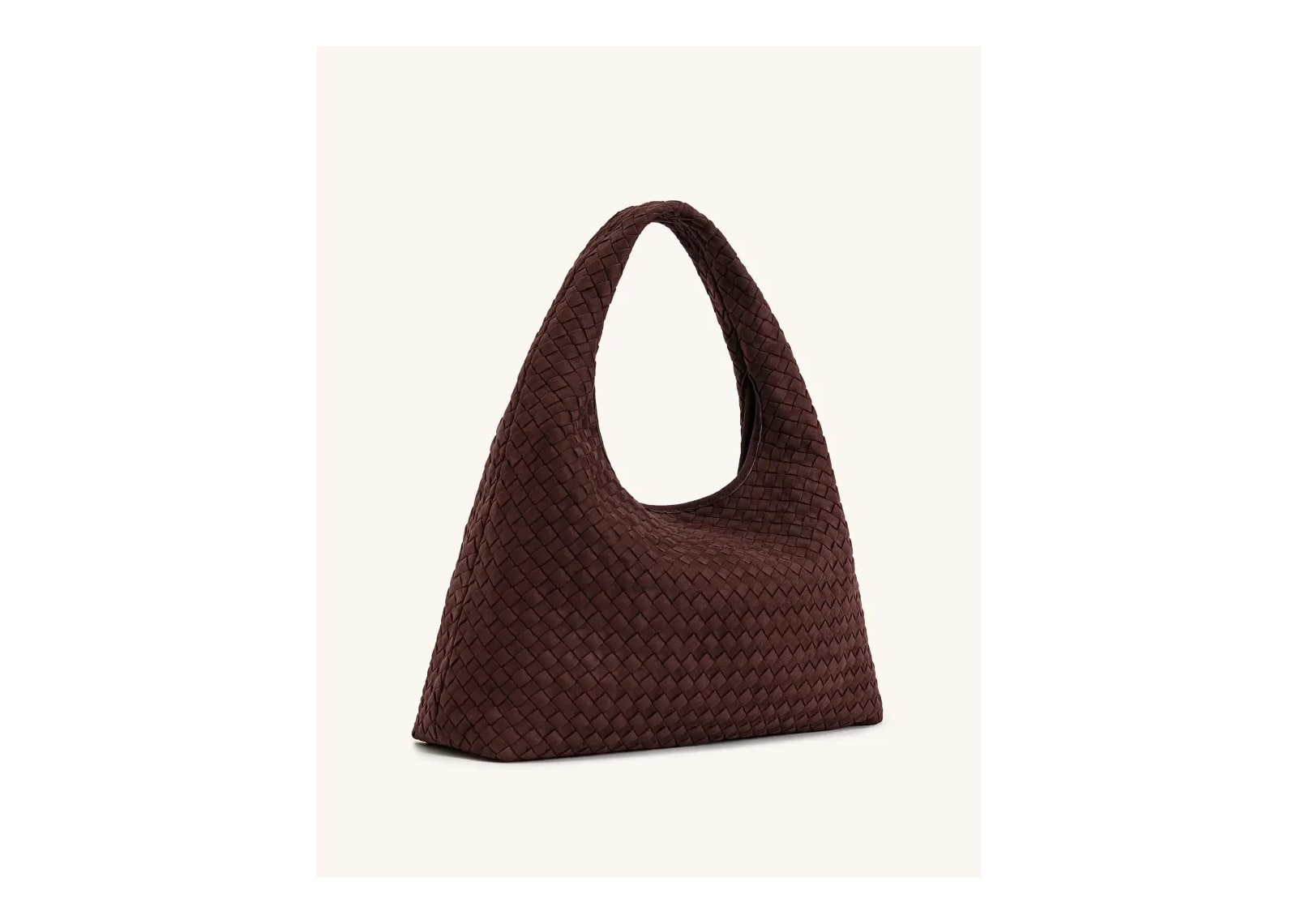 JW PEI Laura Faux Suede Woven Shoulder Bag Dark Brown - görsel 2