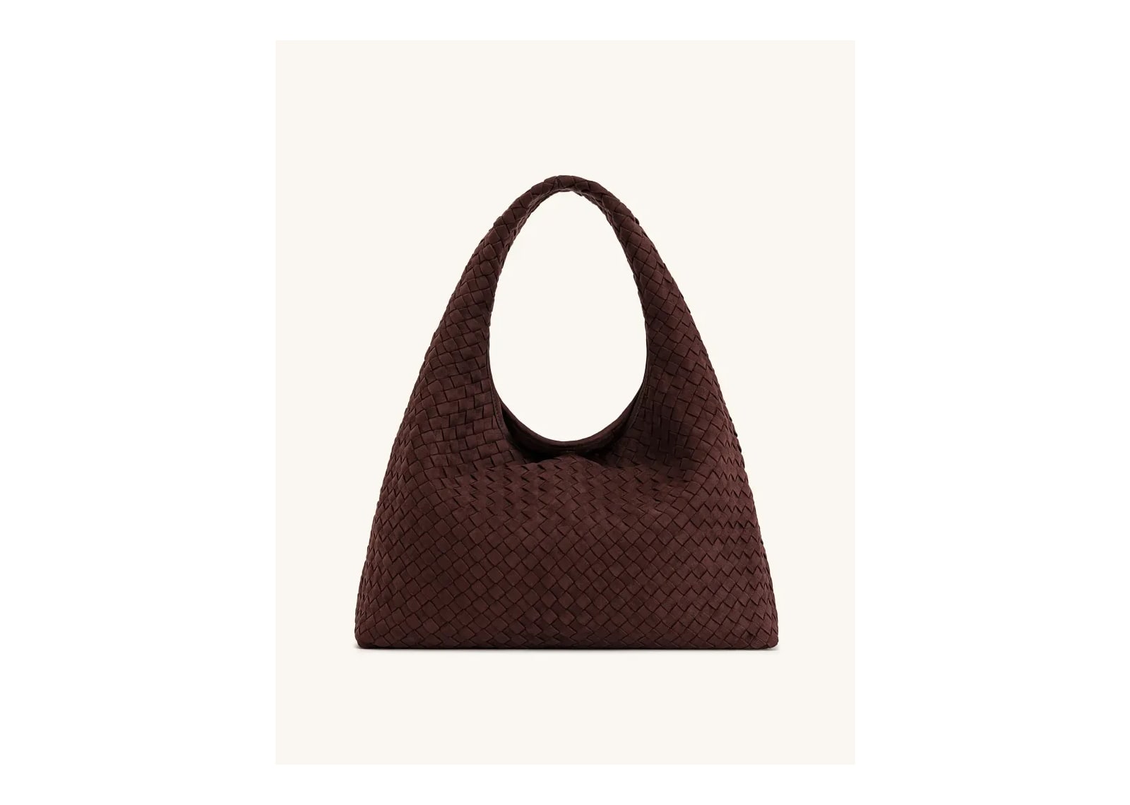 JW PEI Laura Faux Suede Woven Shoulder Bag Dark Brown - görsel 3