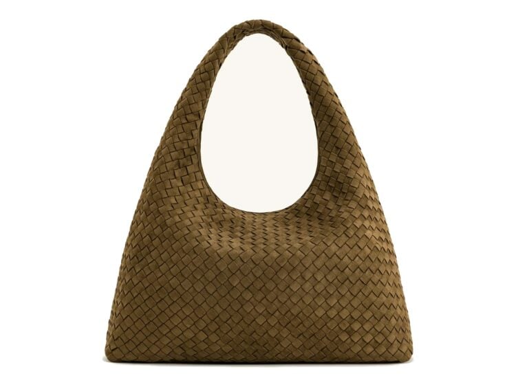 JW PEI Laura Faux Suede Woven Shoulder Bag Olive Green