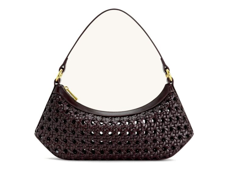 JW PEI Lily Faux Bamboo Woven Shoulder Bag Deep Claret