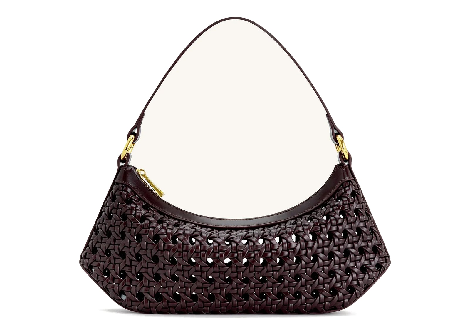 JW PEI Lily Faux Bamboo Woven Shoulder Bag Deep Claret