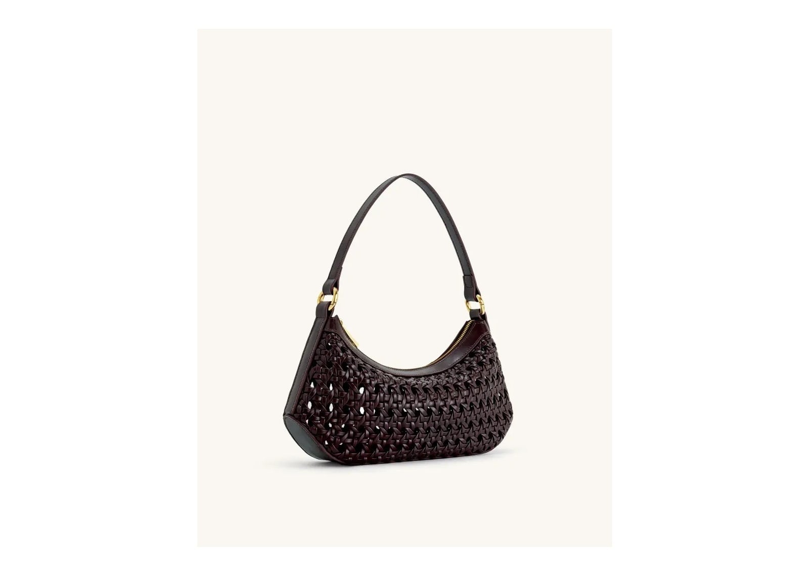 JW PEI Lily Faux Bamboo Woven Shoulder Bag Deep Claret - görsel 2