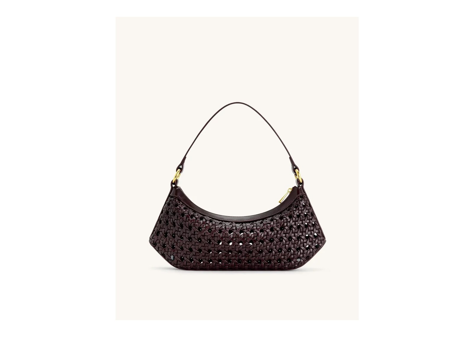 JW PEI Lily Faux Bamboo Woven Shoulder Bag Deep Claret - görsel 3