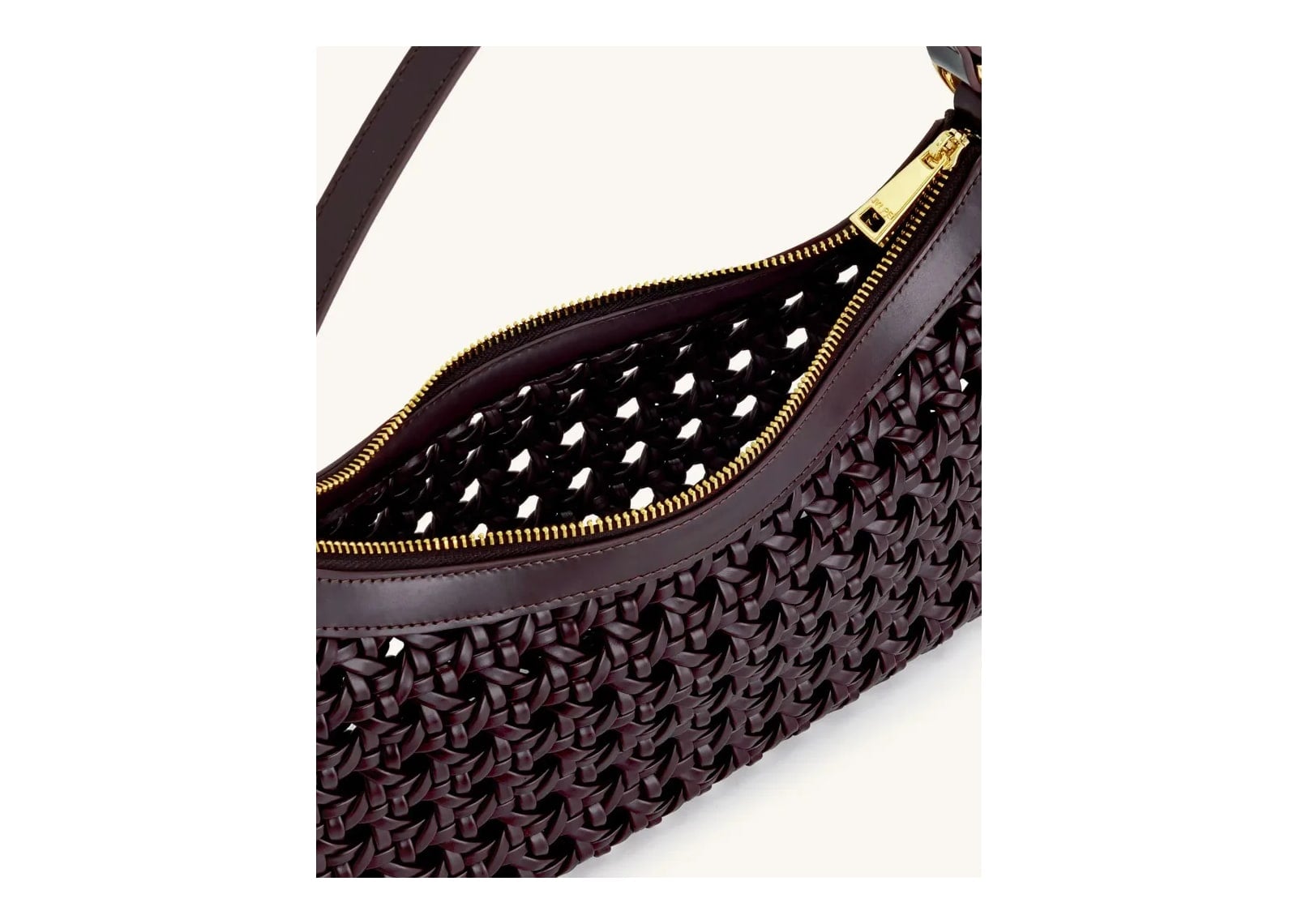 JW PEI Lily Faux Bamboo Woven Shoulder Bag Deep Claret - görsel 4