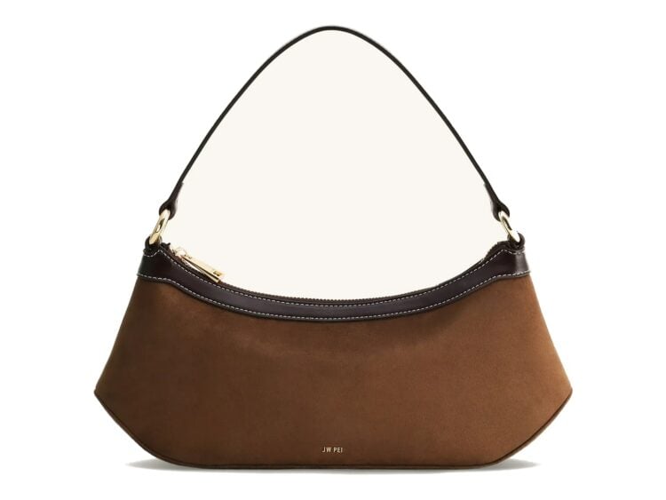 JW PEI Lily Faux Suede Shoulder Bag Dark Brown