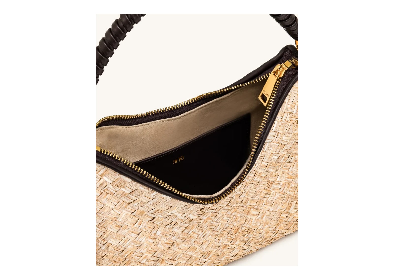 JW PEI Lorena Faux Straw Shoulder Bag Brown - görsel 4