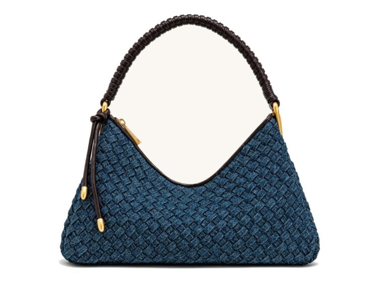 JW PEI Lorena Woven Denim Shoulder Bag Dark Blue