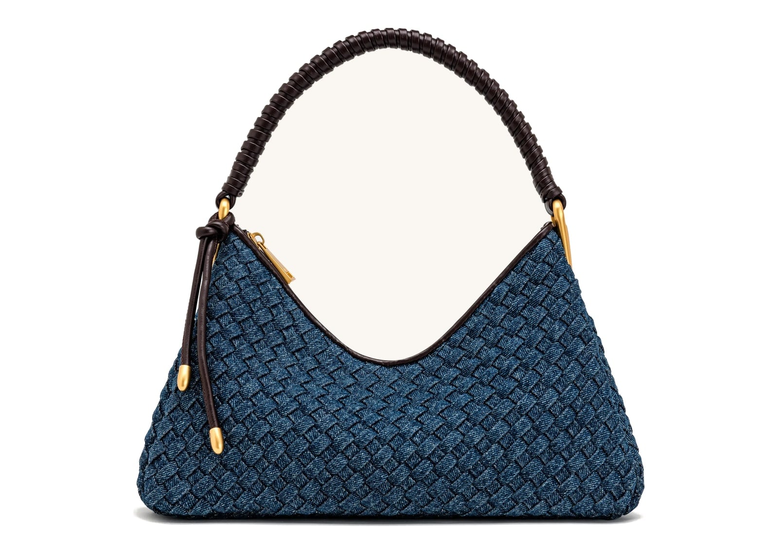 JW PEI Lorena Woven Denim Shoulder Bag Dark Blue