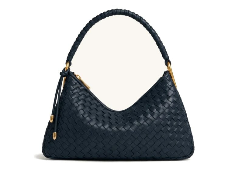 JW PEI Lorena Woven Shoulder Bag Navy Blue