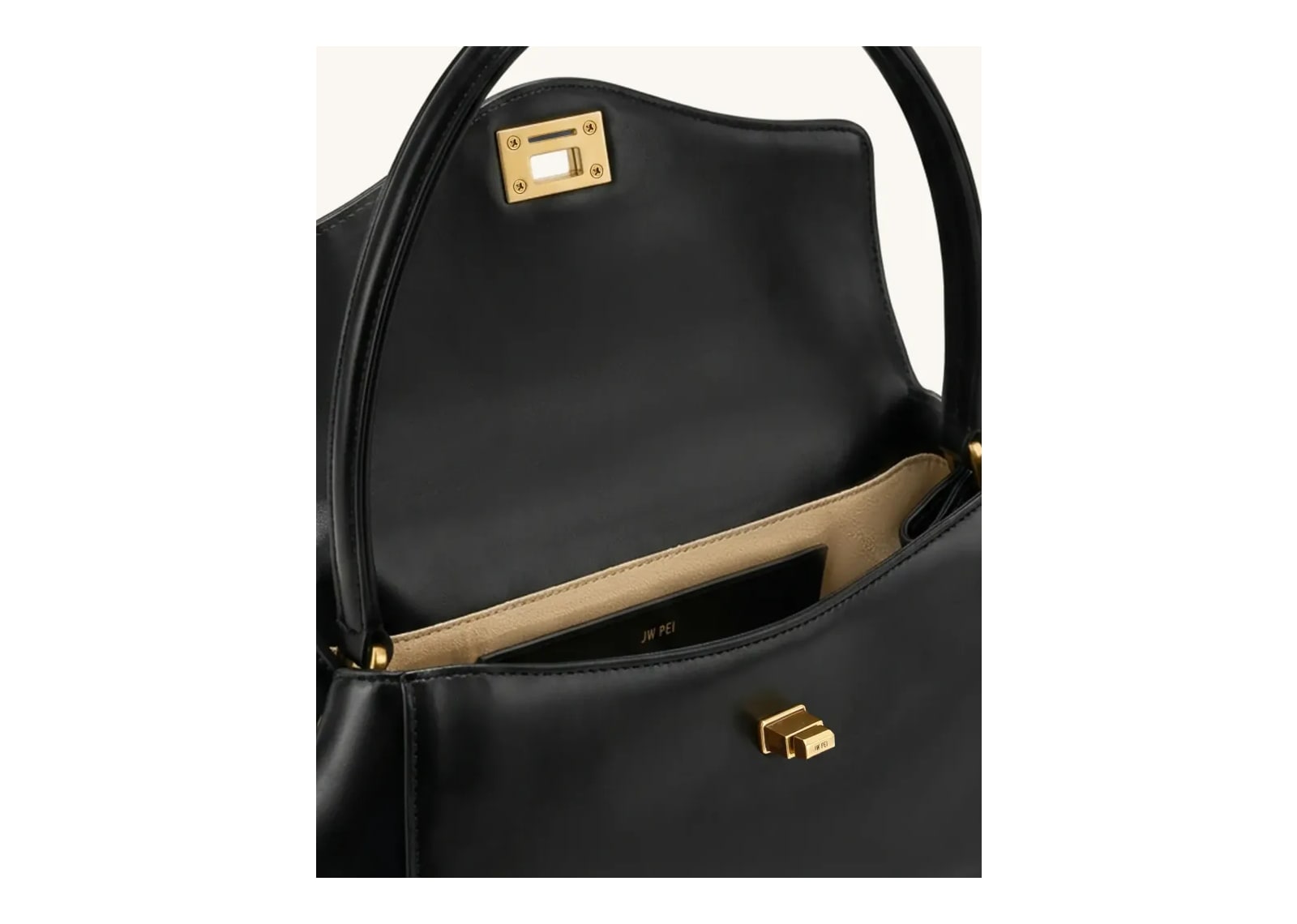 JW PEI Lucia Turn-Lock Flap Shoulder Bag Black - görsel 4