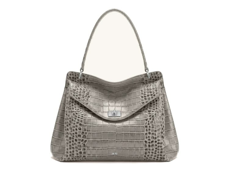 JW PEI Lucia Turn-Lock Shoulder Bag Grey Croc