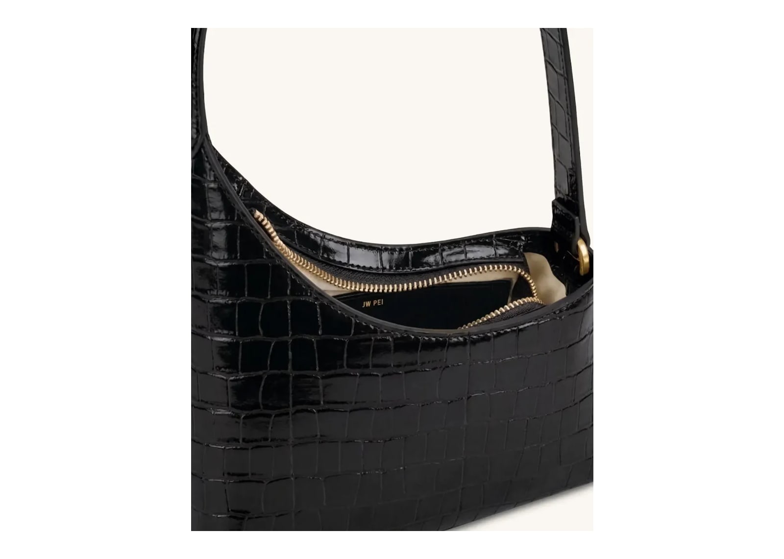 JW PEI Lyra Shoulder Bag Black Croc - görsel 4