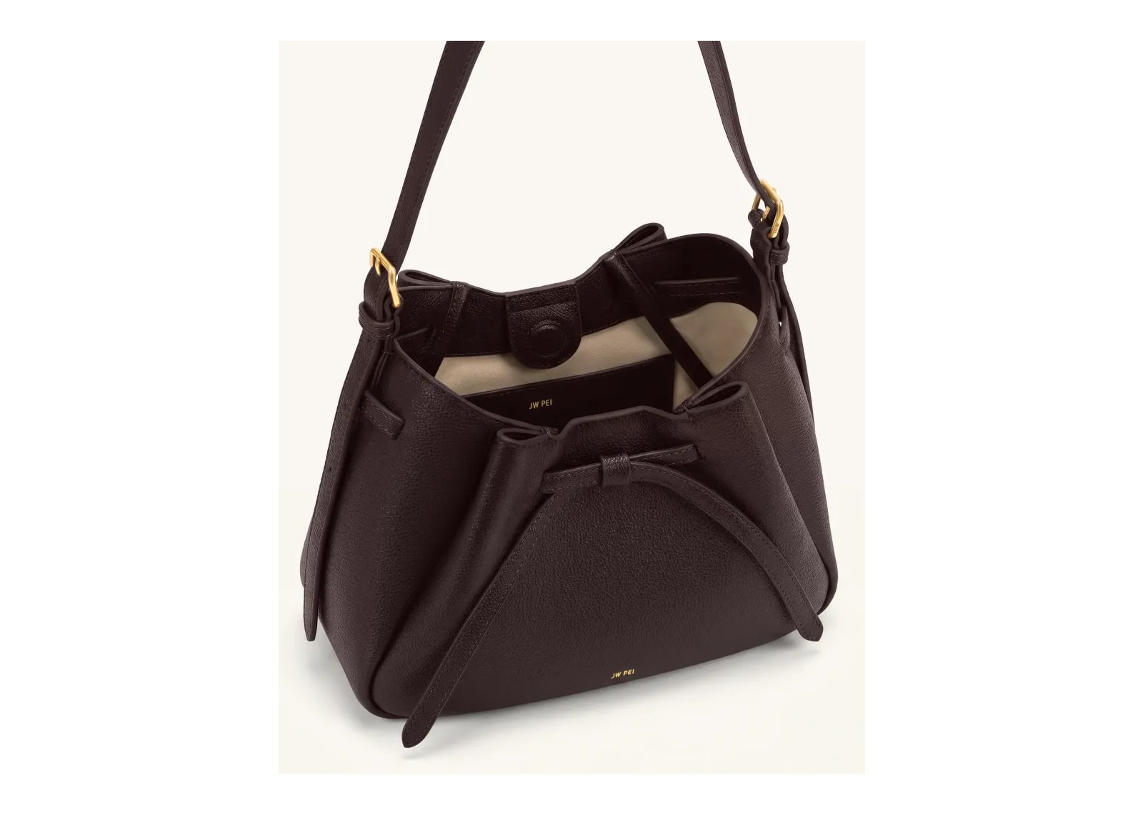 JW PEI Mabel Soft Bow Shoulder Bag Dark Brown - görsel 4