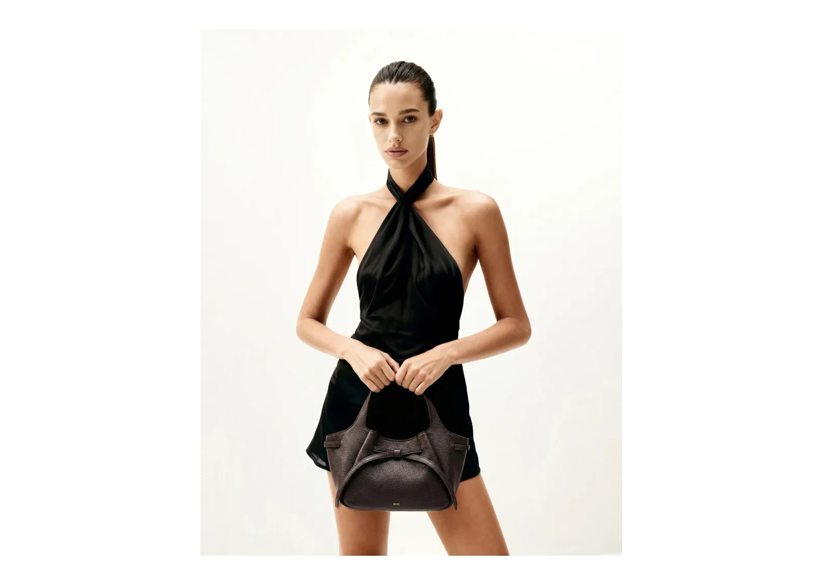 JW PEI Mabel Soft Bow Tote Bag Dark Brown - görsel 3