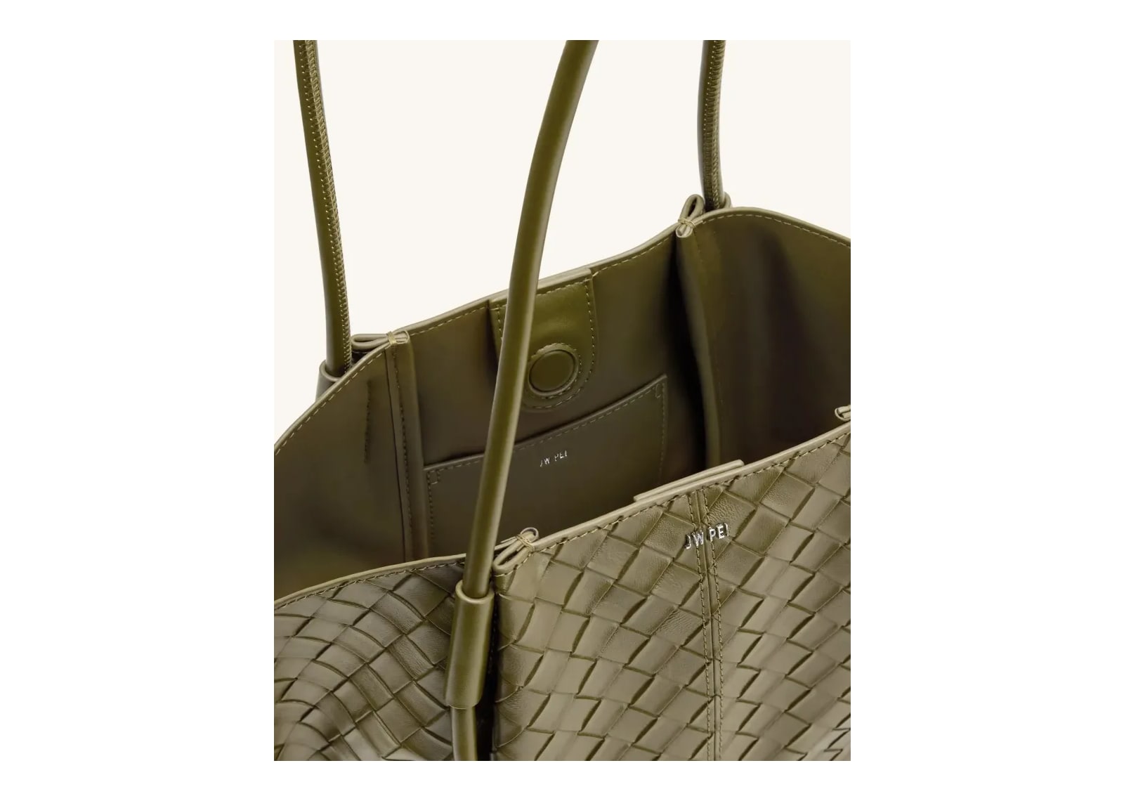 JW PEI Nala Wide Weave Texture Tote Bag Olive Green - görsel 4