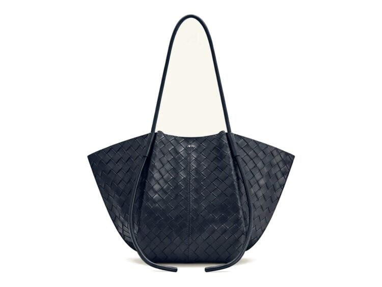 JW PEI Nala Woven Texture Wide Tote Bag Navy Blue