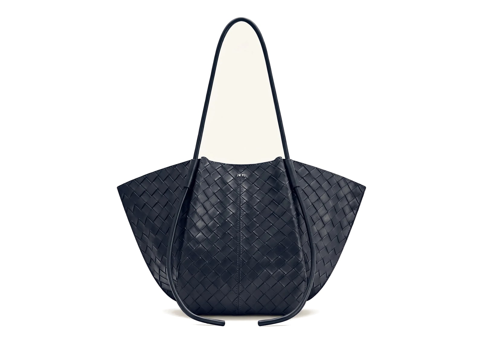 JW PEI Nala Woven Texture Wide Tote Bag Navy Blue
