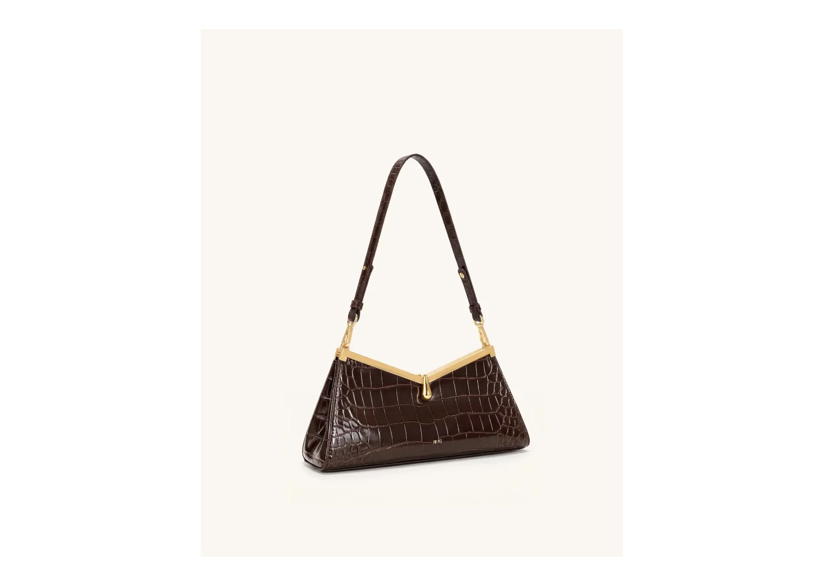 JW PEI Nerina V-Frame Shoulder Bag Dark Brown Croc - görsel 2