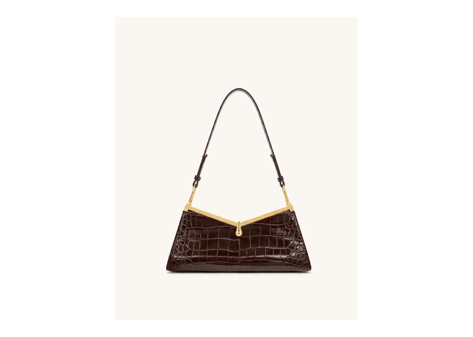 JW PEI Nerina V-Frame Shoulder Bag Dark Brown Croc - görsel 3