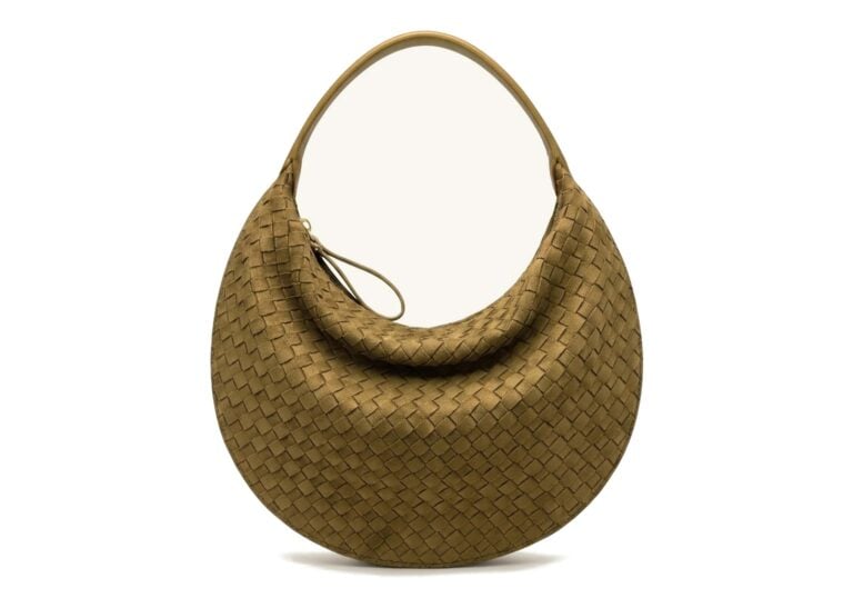 JW PEI Nola Faux Suede Woven Crescent Shoulder Bag Olive Green