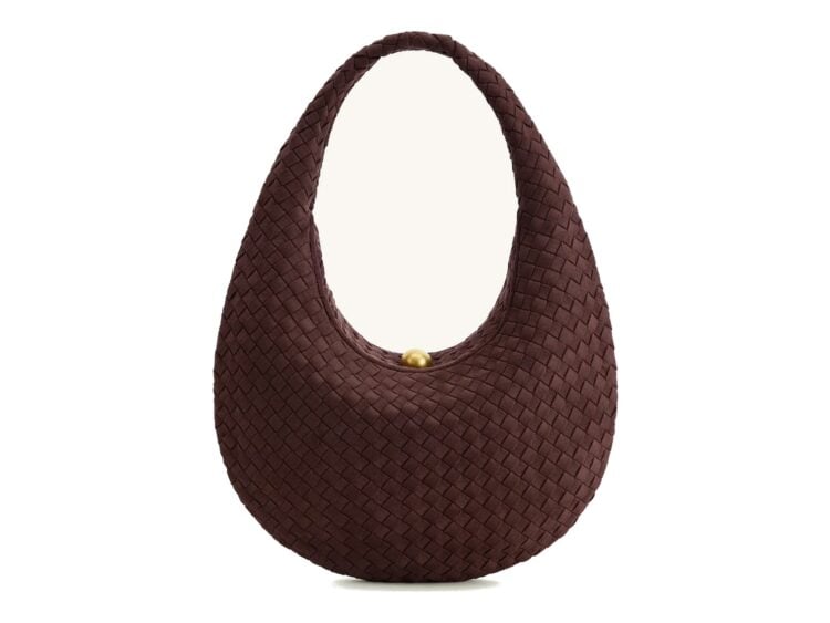 JW PEI Nola Faux Suede Woven Hobo Shoulder Bag Dark Mocha