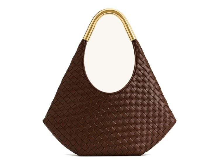 JW PEI Olivia Hand-Woven Metal Handle Hobo Bag Brown