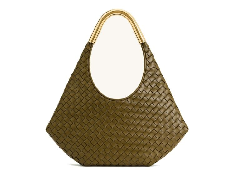 JW PEI Olivia Hand-Woven Metal Handle Hobo Bag Olive Green
