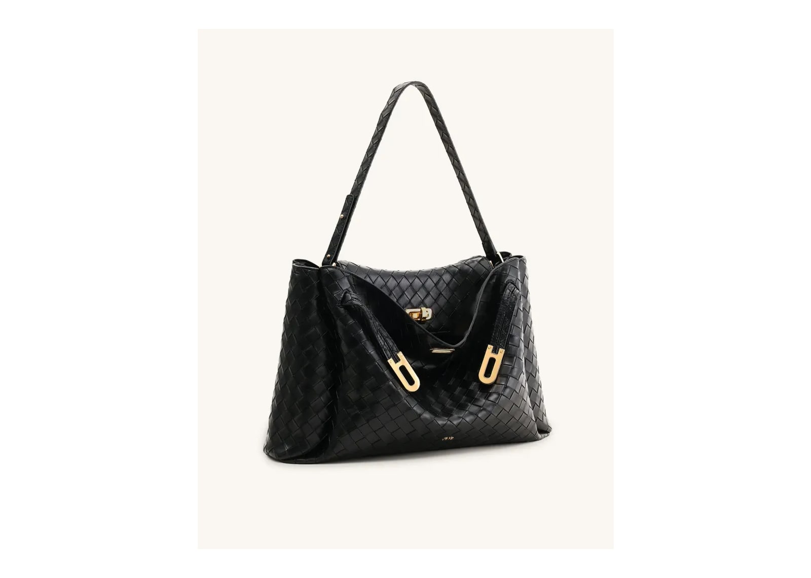 JW PEI Rhea Large Woven Textured Shoulder Bag Black - görsel 2