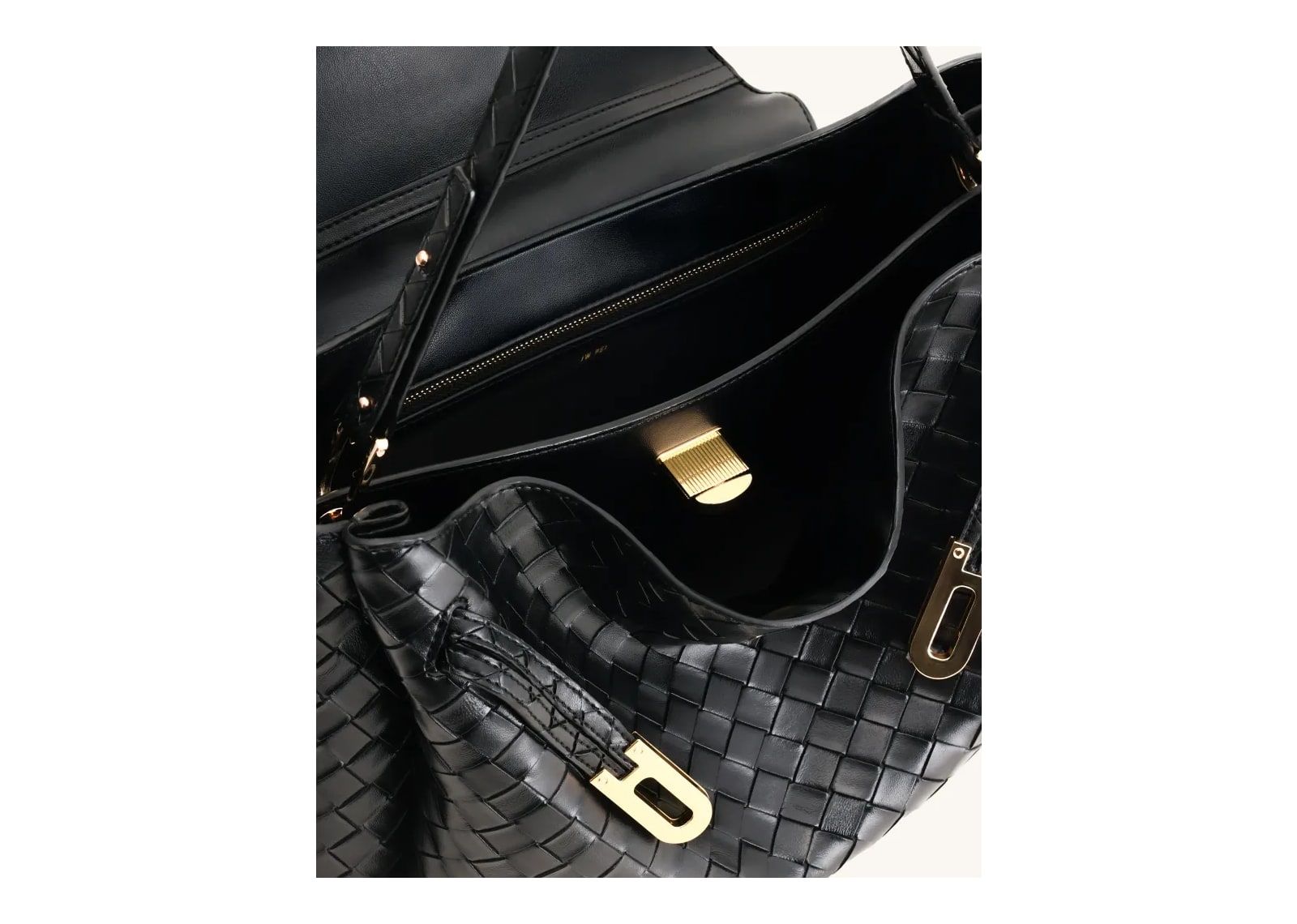 JW PEI Rhea Large Woven Textured Shoulder Bag Black - görsel 4