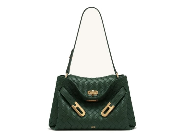 JW PEI Rhea Woven Texture Double Buckle Shoulder Bag Teal