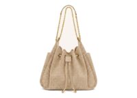 JW PEI Rowan Faux Suede Drawstring Chain Bucket Bag Camel Croc