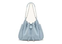 JW PEI Rowan Faux Suede Quilted Chain Bucket Bag Blue