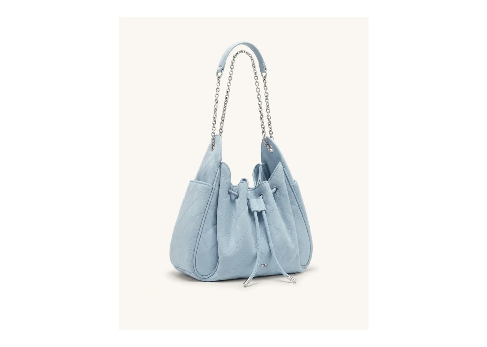 JW PEI Rowan Faux Suede Quilted Chain Bucket Bag Blue - görsel 2