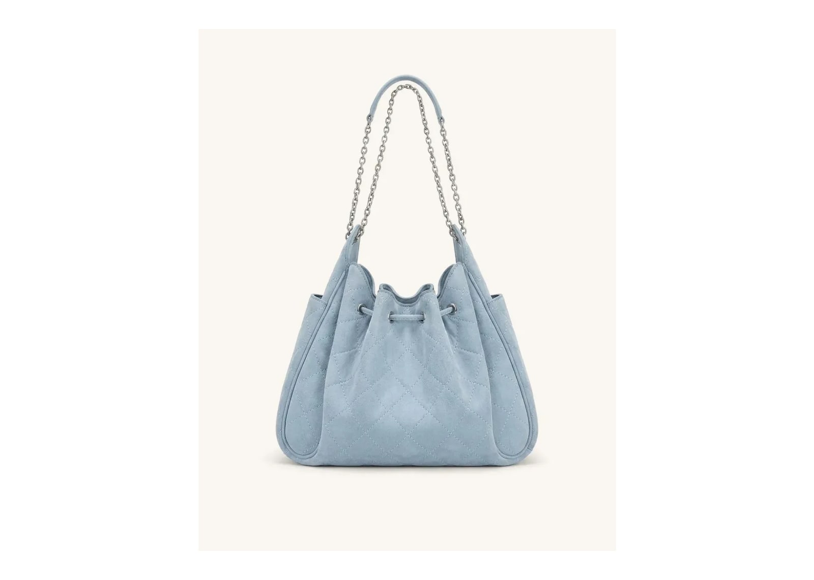 JW PEI Rowan Faux Suede Quilted Chain Bucket Bag Blue - görsel 3