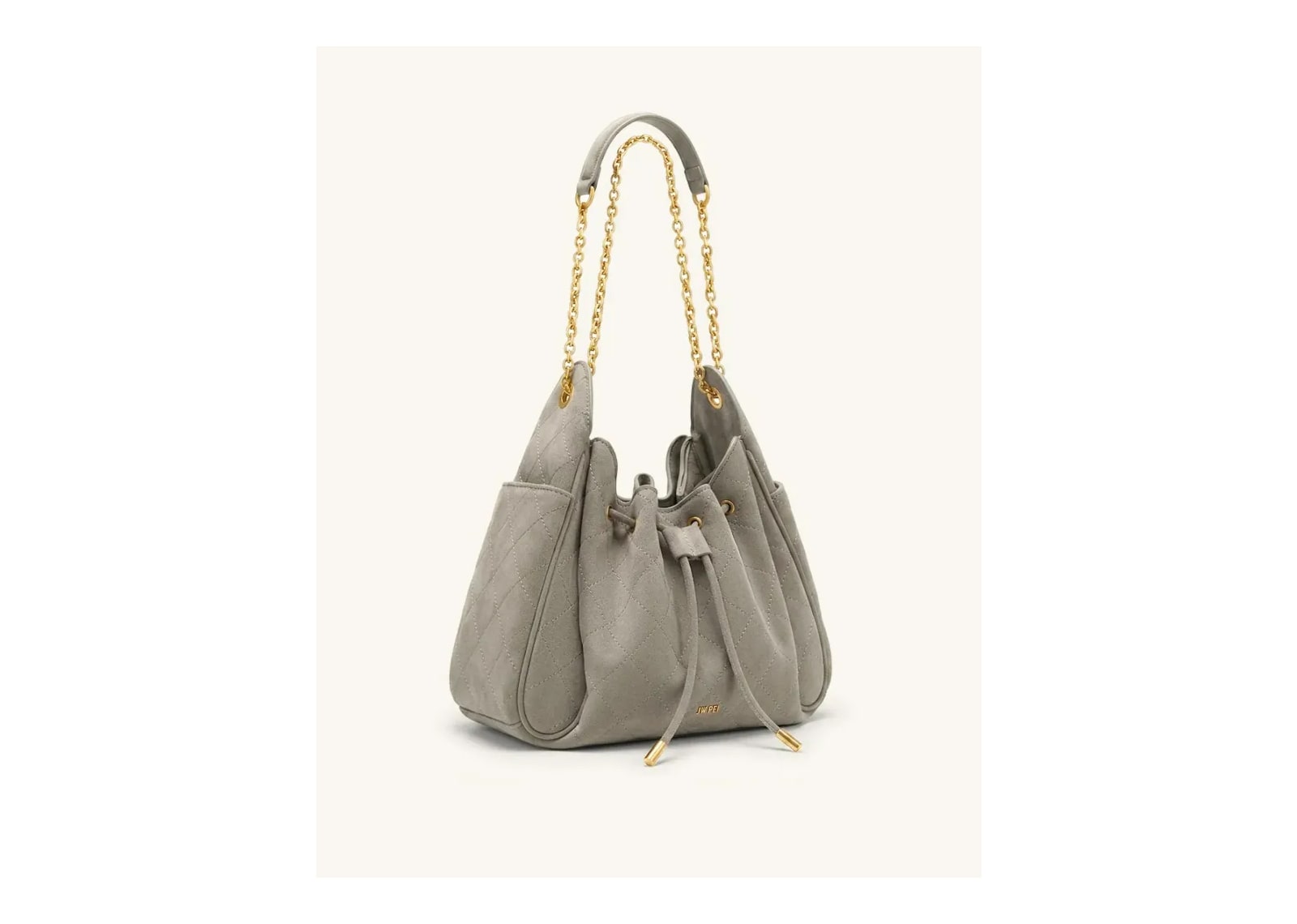 JW PEI Rowan Faux Suede Quilted Chain Bucket Bag Gray - görsel 2