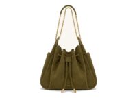 JW PEI Rowan Faux Suede Quilted Chain Bucket Bag Olive Green