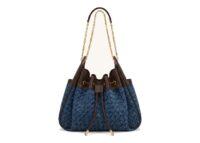 JW PEI Rowan Weaving Ruched Drawstring Chain Bucket Bag Sea Blue Denim